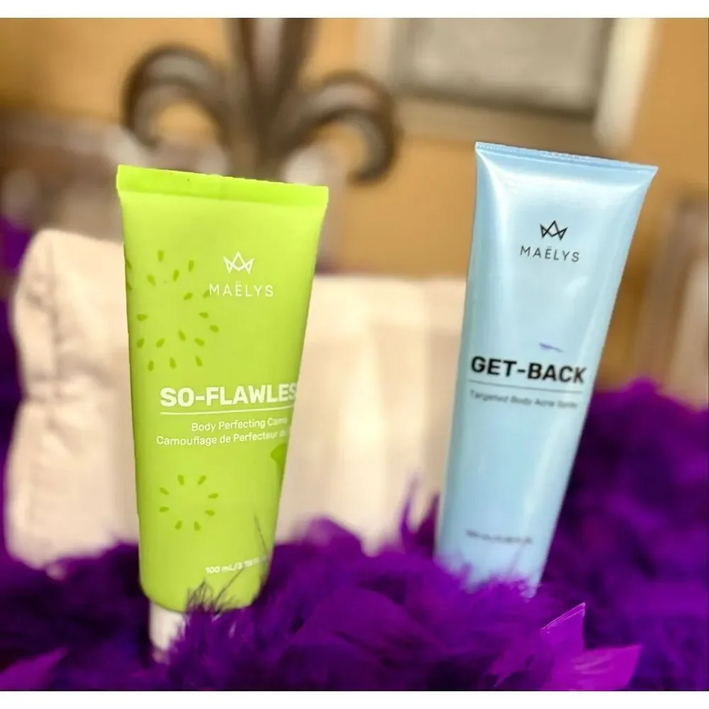 MAELYS-Cosmetic/Travel Bag+GET-BACK Body Acne Spray+So-Flawless Perfecting Cream